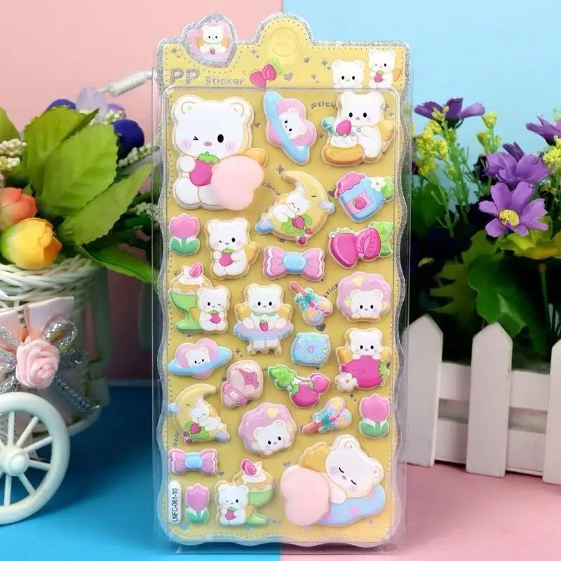 1 Sheet 3D Cute Animal Butt Stickers, Stress Relief Puffy Squishy Sticker for DIY Scrapbook Guitar Phone Case Laptop Decal