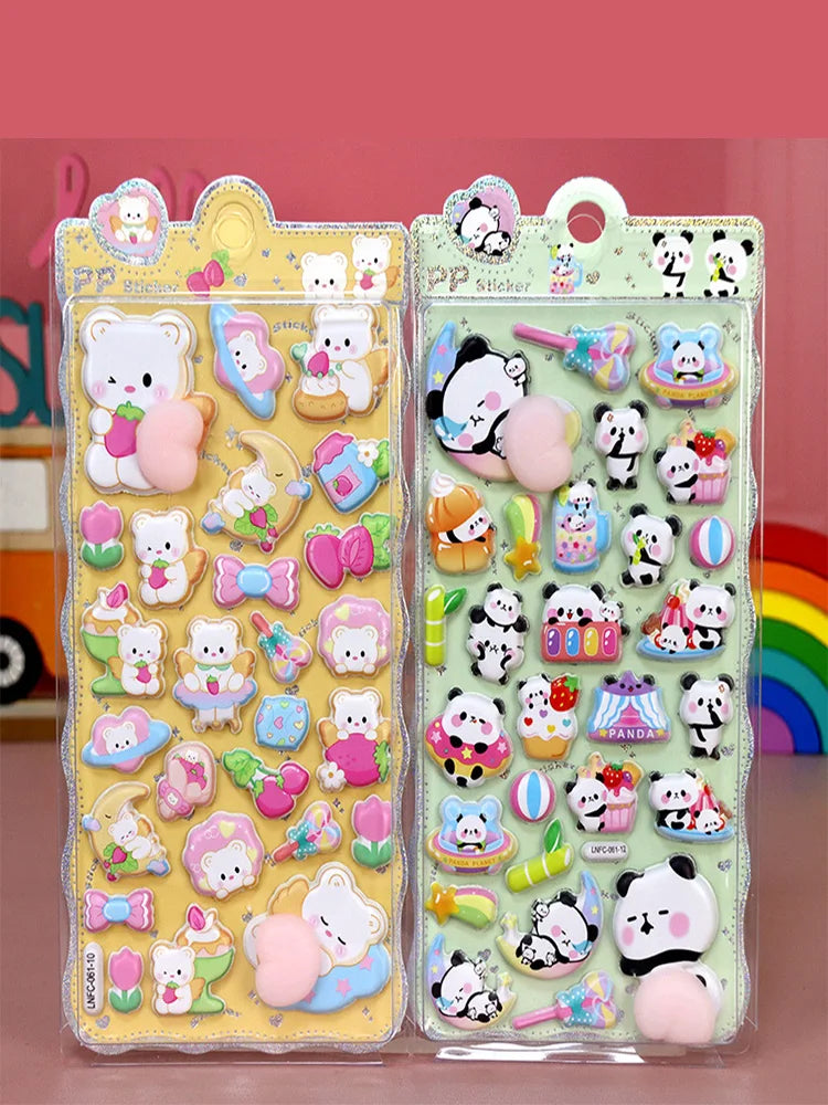 1 Sheet 3D Cute Animal Butt Stickers, Stress Relief Puffy Squishy Sticker for DIY Scrapbook Guitar Phone Case Laptop Decal