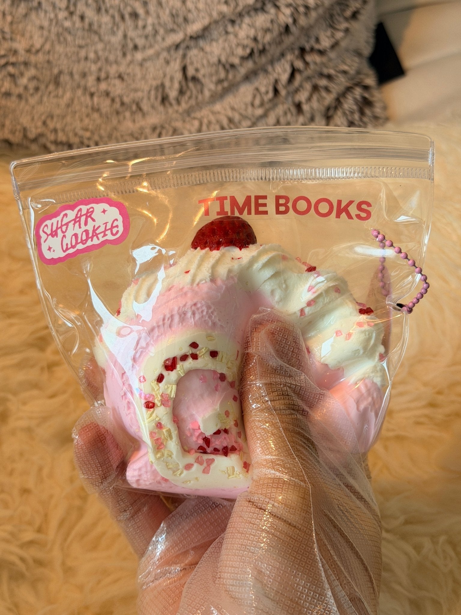 Strawberry Swiss Roll Squishy - Squishie Bites